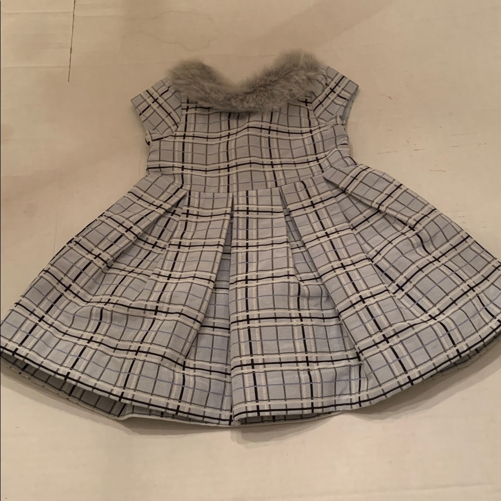 Janie and Jack Blue Plaid Jacquard Baby Girl Dress 6 - 12 months EUC